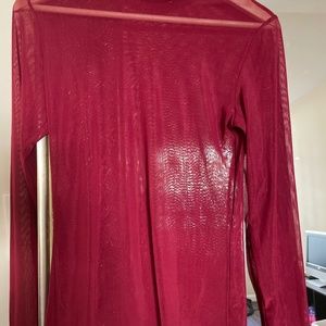 Sheer Mock Neck Long Sleeve Top